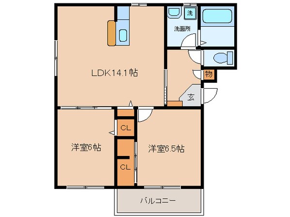 新在家 徒歩1分 2階の物件間取画像